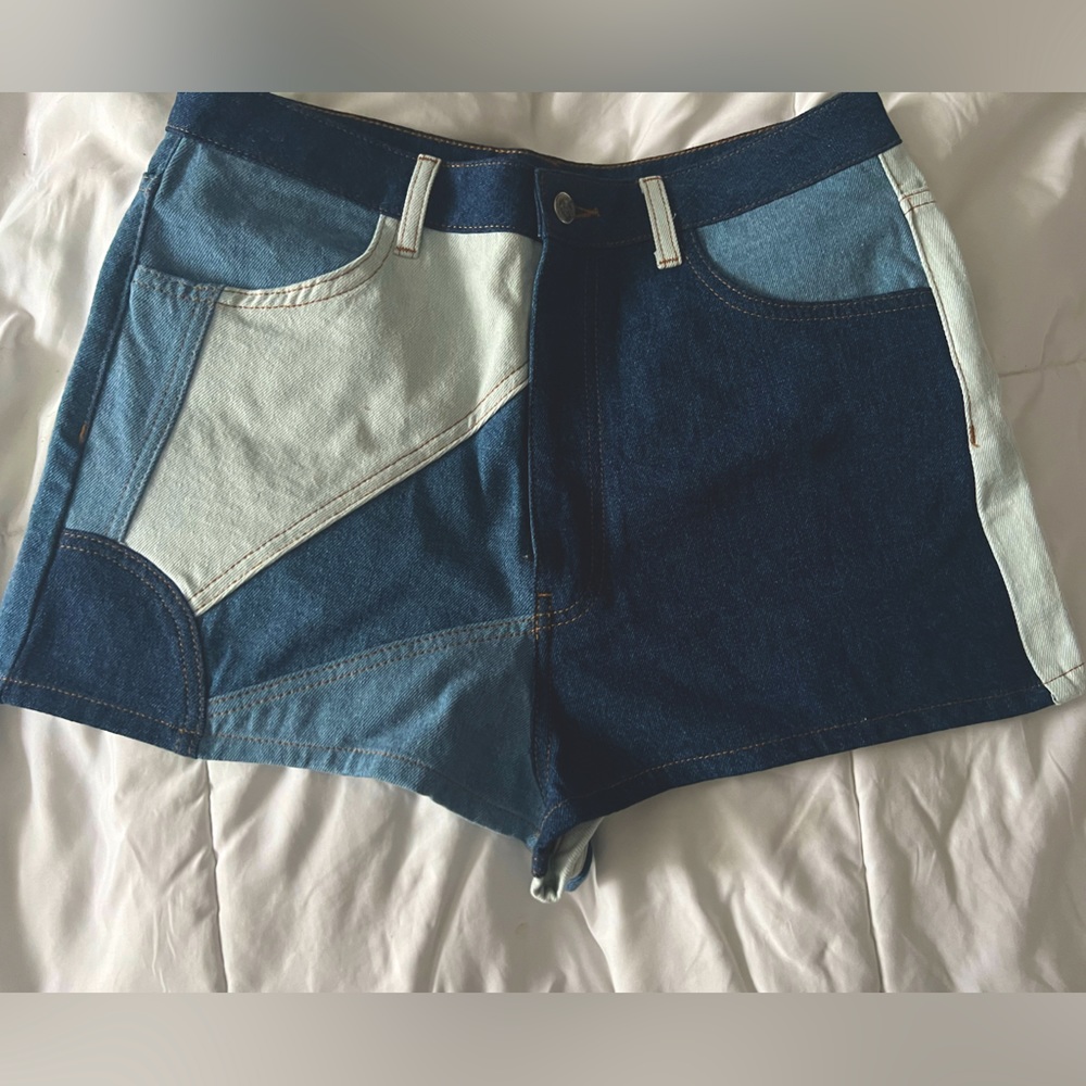 Farm Rio denim cut out shorts